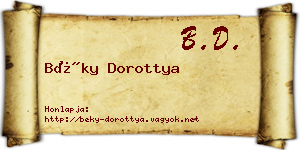 Béky Dorottya névjegykártya
