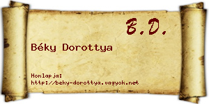 Béky Dorottya névjegykártya